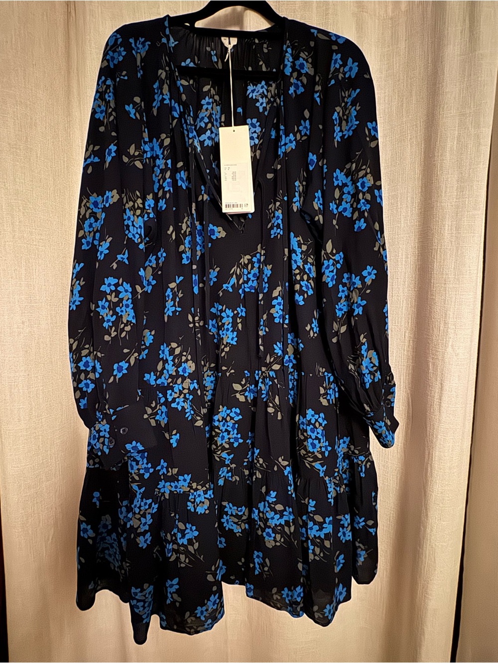 Arket Navy Dress with Bright Blue Green Floral Print Size 34 / 8